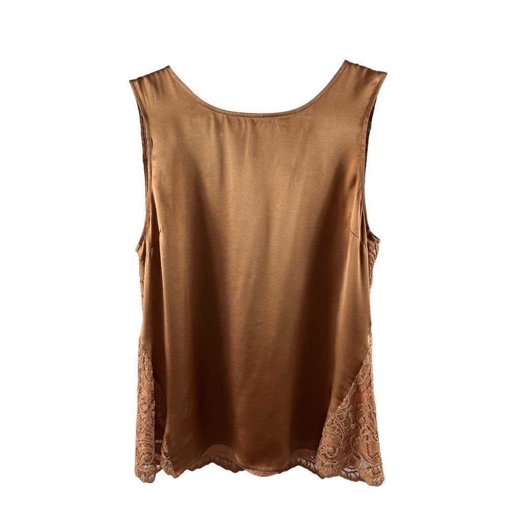 Sundance Silk Blend Paisley Lace Overlay Shell Tank Top Small Feminine Cottage
